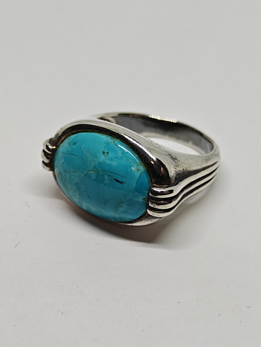 Vintage 90s turquoise cabochon and sterling silver 925 ring Unisex
